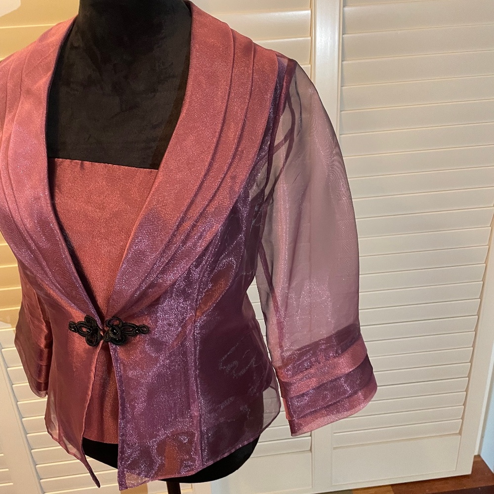 XSCAPE- two piece camisole and jacket-Royal iridescent purple